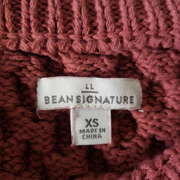 L.L. Bean Signature Cable Knit Sweater Women XS Mauve 100% Cotton Fishermen - Picture 6 of 8